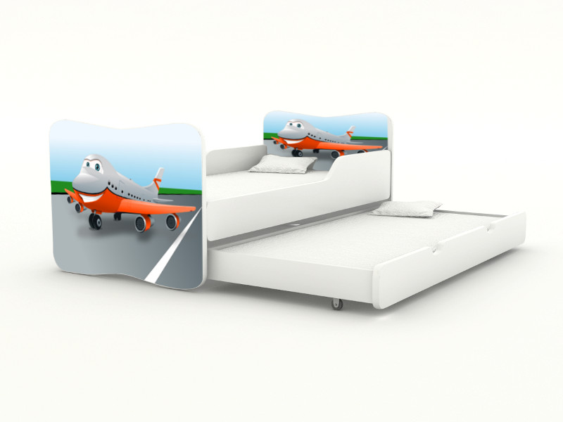 Becks posteľ s výsuvným lôžkom Lietadlo oranžové